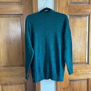 NWOT LC Lauren Conrad Dark Teal Mock Neck Sweater with White Buttons Size XXL